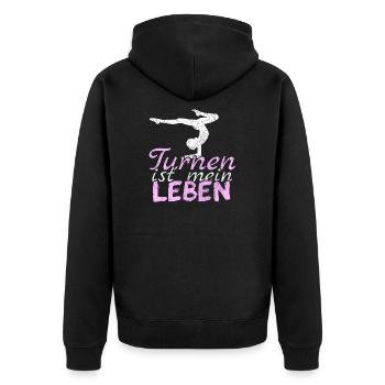 Turnen Liebe Geschenk - Unisex Premium Bio Zip Hoodie - Schwarz - Hinten - Nico (187cm)