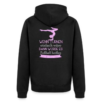 Turnen Bester Sport Geschenk Lustig - Unisex Premium Bio Zip Hoodie - Schwarz - Hinten - Nico (187cm)