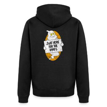 Gespenst camping Lagerfeuer Klassenfahrt Halloween - Unisex Premium Bio Zip Hoodie - Schwarz - Hinten - Nico (187cm)