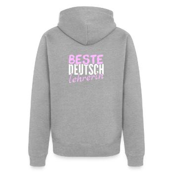 Best German Teacher - Unisex Premium Organic Zip Hoodie - heather grey - Back - Nico (187cm)