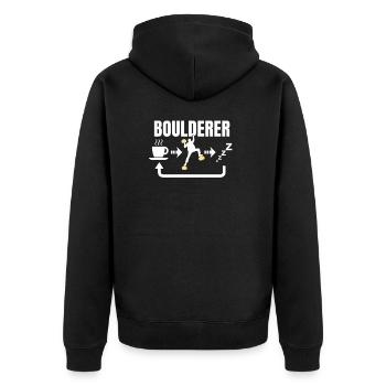 Bouldern - Unisex Premium Bio Zip Hoodie - Schwarz - Hinten - Nico (187cm)
