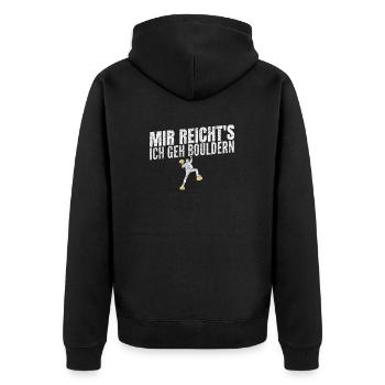 Bouldern - Unisex Premium Bio Zip Hoodie - Schwarz - Hinten - Nico (187cm)
