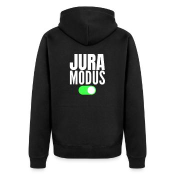 Jura Modus Anwalt Geschenk - Unisex Premium Bio Zip Hoodie - Schwarz - Hinten - Nico (187cm)