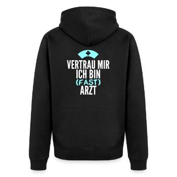 Fast Arzt Lustig Geschenk - Unisex Premium Bio Zip Hoodie - Schwarz - Hinten - Nico (187cm)