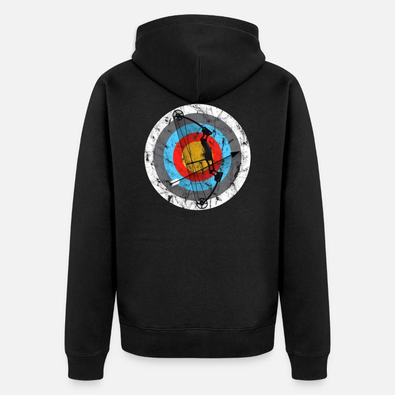 Bogenschießen Zielscheibe Compoundbogen Geschenk - Unisex Premium Bio Zip Hoodie - Schwarz
