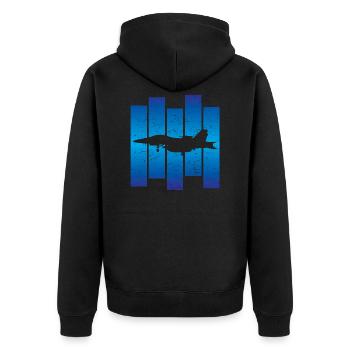 Jet Flieger Flugzeug - Unisex Premium Bio Zip Hoodie - Schwarz - Hinten - Nico (187cm)