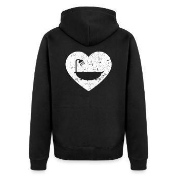 Bathtub in the heart - Unisex Premium Organic Zip Hoodie - black - Back - Nico (187cm)