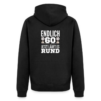 Opa 60. Geburtstag Fussball - Unisex Premium Bio Zip Hoodie - Schwarz - Hinten - Nico (187cm)