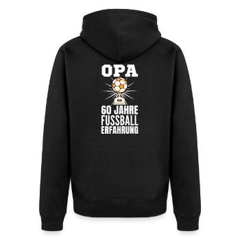 Opa 60. Geburtstag Fussball - Unisex Premium Bio Zip Hoodie - Schwarz - Hinten - Nico (187cm)