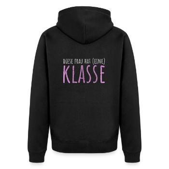 Lehrerin Lustig - Unisex Premium Bio Zip Hoodie - Schwarz - Hinten - Nico (187cm)