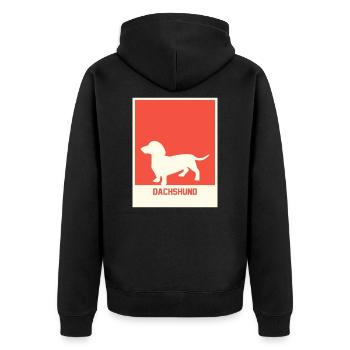 Dackel - Unisex Premium Bio Zip Hoodie - Schwarz - Hinten - Nico (187cm)