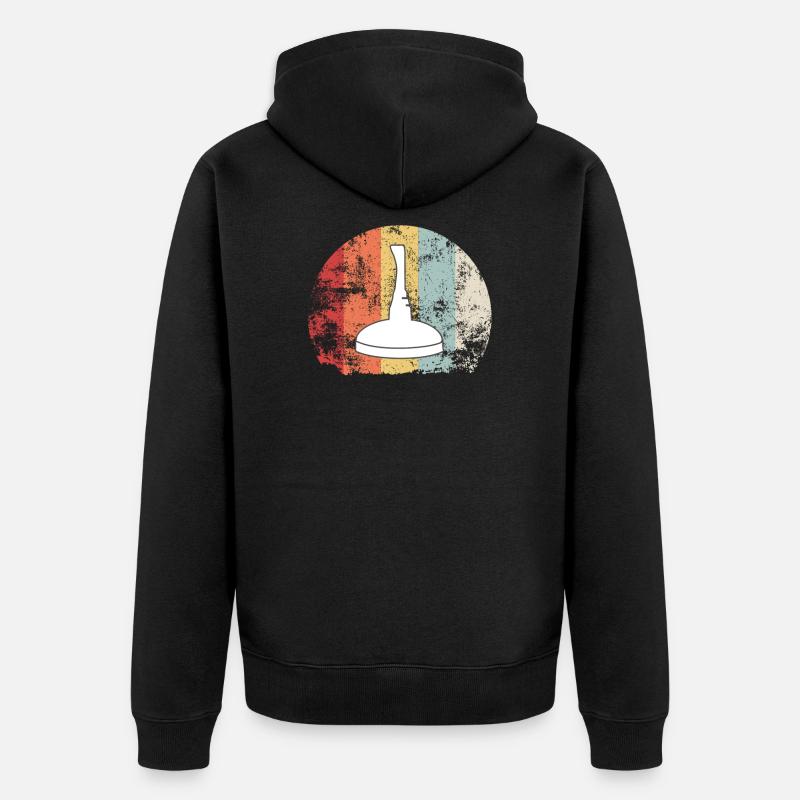 Stockschießen Retro Geschenk | Eisstocksport Daube - Unisex Premium Bio Zip Hoodie - Schwarz