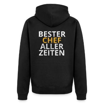 Bester Chef - Unisex Premium Bio Zip Hoodie - Schwarz - Hinten - Nico (187cm)