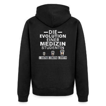 Medizin Studentin Kaffee Evolution Geschenk - Unisex Premium Bio Zip Hoodie - Schwarz - Hinten - Nico (187cm)