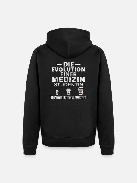 Medizin Studentin Kaffee Evolution Geschenk - Unisex Premium Bio Zip Hoodie - Schwarz