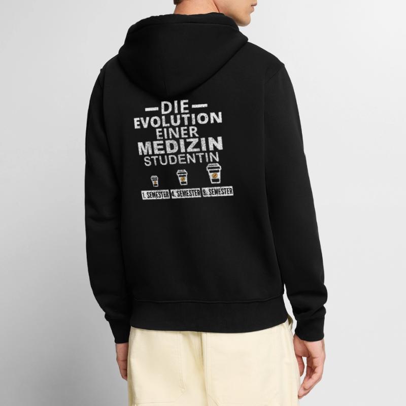 Medizin Studentin Kaffee Evolution Geschenk Unisex Premium Bio Zip Hoodie