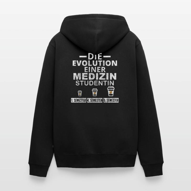 Medizin Studentin Kaffee Evolution Geschenk Unisex Premium Bio Zip Hoodie