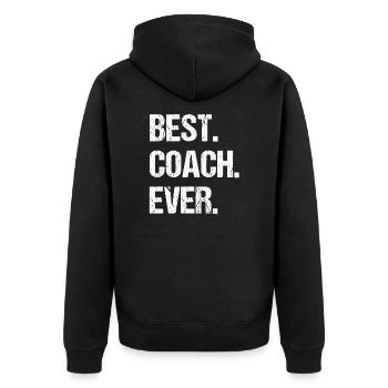 Best Coach Ever - Unisex Premium Organic Zip Hoodie - black - Back - Nico (187cm)