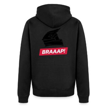 braaap! Dirt Bike Motocross Eat my dust - Unisex Premium Bio Zip Hoodie - Schwarz - Hinten - Nico (187cm)
