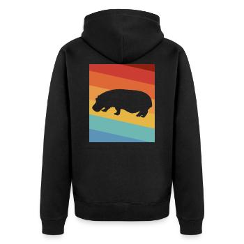 Hippopotamus Africa Safari Hippo - Unisex Premium Organic Zip Hoodie - black - Back - Nico (187cm)