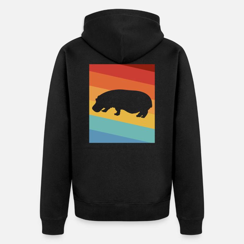 Hippopotame Afrique Safari Hippopotame - Veste à capuche bio Premium Unisexe - noir