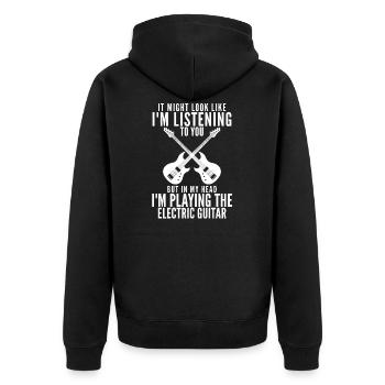 E Gitarre Gitarrist Band Musiker Elektro Gitarre - Unisex Premium Bio Zip Hoodie - Schwarz - Hinten - Nico (187cm)
