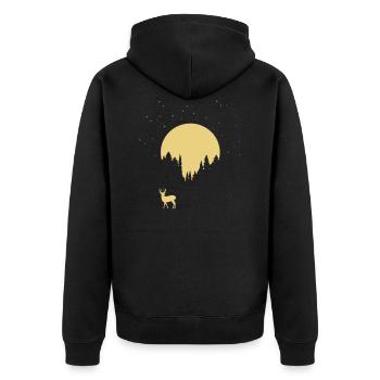 hirsch - Unisex Premium Bio Zip Hoodie - Schwarz - Hinten - Nico (187cm)