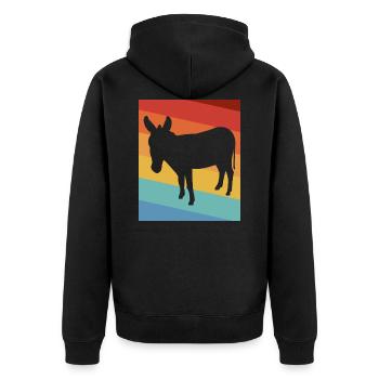 Esel - Unisex Premium Bio Zip Hoodie - Schwarz - Hinten - Nico (187cm)