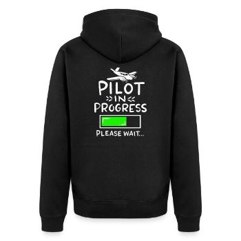 Pilot Ausbildung Fliegen Traumberuf Geschenk - Unisex Premium Bio Zip Hoodie - Schwarz - Hinten - Nico (187cm)