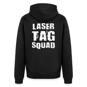 Laser Tag Squad - Unisex Premium Organic Zip Hoodie - black - Back - Nico (187cm)