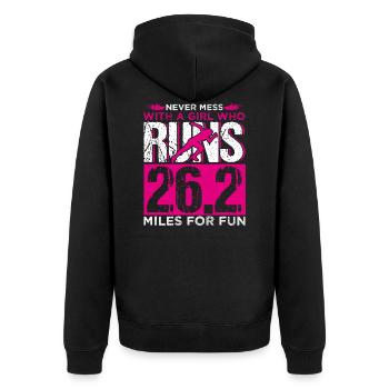 Runner Running Coach Fan Lover Sports Gift - Unisex Premium Organic Zip Hoodie - black - Back - Nico (187cm)
