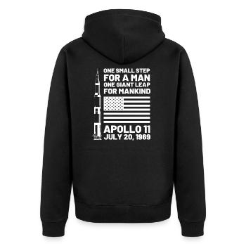 Mondlandung 1969 Saturn V Rakete - Unisex Premium Bio Zip Hoodie - Schwarz - Hinten - Nico (187cm)