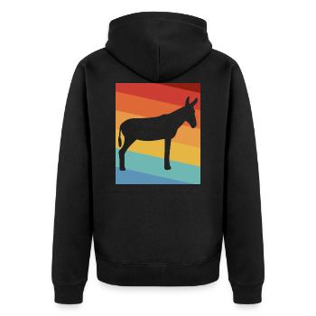 Esel - Unisex Premium Bio Zip Hoodie - Schwarz - Hinten - Nico (187cm)