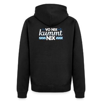 Vo Nix Kummt Nix Boarisch Bayrisch Bayern Humor - Unisex Premium Bio Zip Hoodie - Schwarz - Hinten - Nico (187cm)