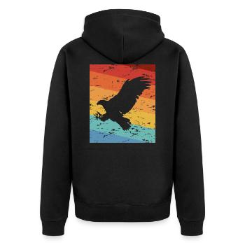 Eagle - Unisex Premium Organic Zip Hoodie - black - Back - Nico (187cm)