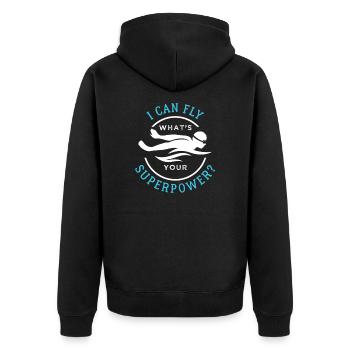 Swimming Fan Lover Watersports Athlete - Unisex Premium Bio Zip Hoodie - Schwarz - Hinten - Nico (187cm)