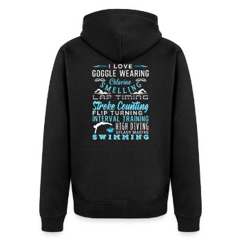 Swimming Fan Lover Watersports Athlete - Unisex Premium Bio Zip Hoodie - Schwarz - Hinten - Nico (187cm)