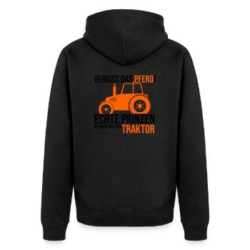 Landwirt - Unisex Premium Bio Zip Hoodie - Schwarz - Hinten - Nico (187cm)