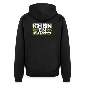 Ich Bin Ein Schlägertyp Lustiger Tennis Spruch - Unisex Premium Bio Zip Hoodie - Schwarz - Hinten - Nico (187cm)