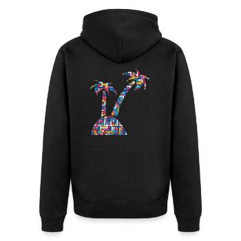 Insel Palme Palmen Sand Meer - Unisex Premium Bio Zip Hoodie - Schwarz - Hinten - Nico (187cm)