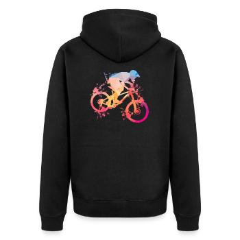 T-shirt de cadeau de père de vélo de vélo de montagne - Veste à capuche bio Premium Unisexe - noir - Dos - Nico (187cm)