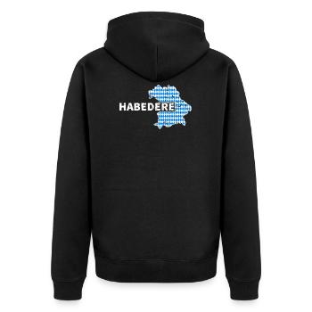 Habe Die Ehre Bayrischer Gruß Habedere Boarisch - Unisex Premium Bio Zip Hoodie - Schwarz - Hinten - Nico (187cm)
