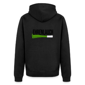 Lauch Spruch - Unisex Premium Bio Zip Hoodie - Schwarz - Hinten - Nico (187cm)