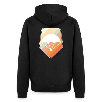 Fallschirm Geschenk - Unisex Premium Bio Zip Hoodie - Schwarz - Hinten - Nico (187cm)