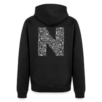Buchstabe N - Unisex Premium Bio Zip Hoodie - Schwarz - Hinten - Nico (187cm)