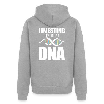 Investir en bourse - Veste à capuche bio Premium Unisexe - gris chiné - Dos - Nico (187cm)