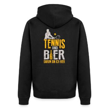 Tennisspieler Tennis Bier Darum Bin Ich Hier Witz - Unisex Premium Bio Zip Hoodie - Schwarz - Hinten - Nico (187cm)