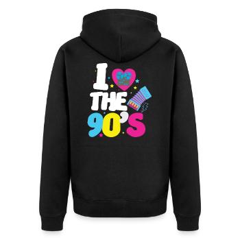 I love the 90s Retro 90s ShirtI love the 90th - Unisex Premium Organic Zip Hoodie - black - Back - Nico (187cm)