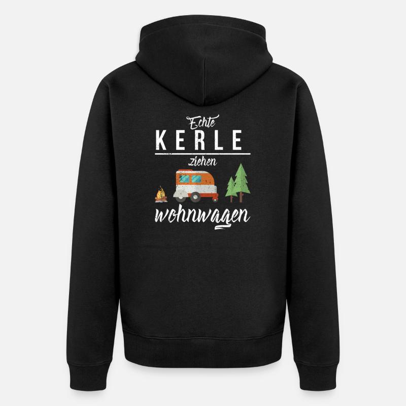 Camping Lustiger Spruch - Unisex Premium Bio Zip Hoodie - Schwarz