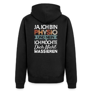 Physiotherapeutin Physio Lustiges Geschenk - Unisex Premium Bio Zip Hoodie - Schwarz - Hinten - Nico (187cm)
